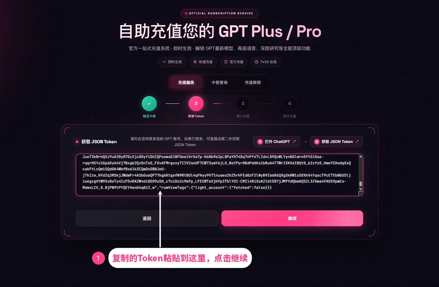 第四步：粘贴 Token